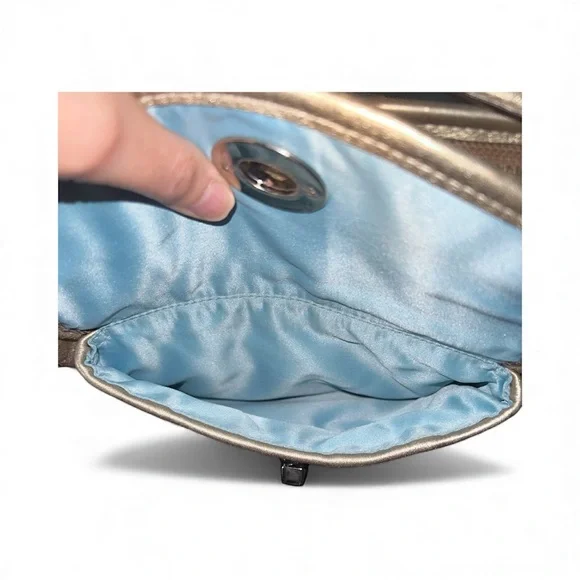 COACH Leah Large Metallic Gold Luxury Leather Satchel - Picture 8 of 12